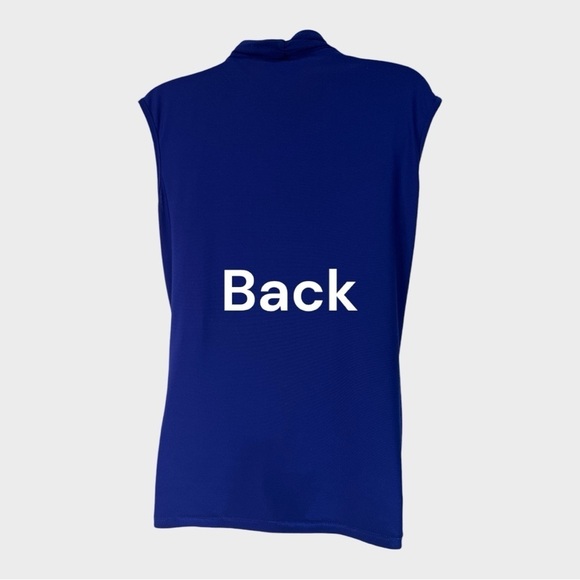 FOR CYNTHIA Electric Blue Sleeveless Blouse Layered Built in Cami w/Draping L - Picture 3 of 9